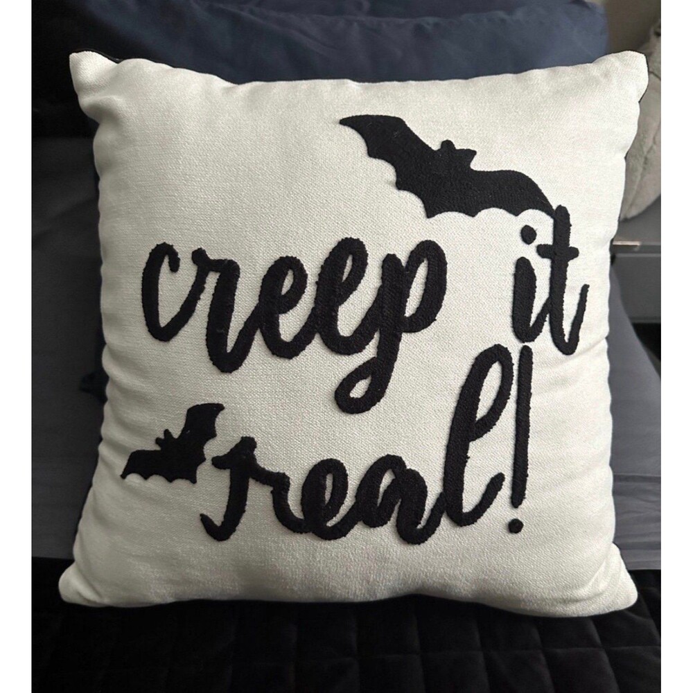 NEW Creep It Real Halloween Decor Large Bats Plush Soft Throw Pillow